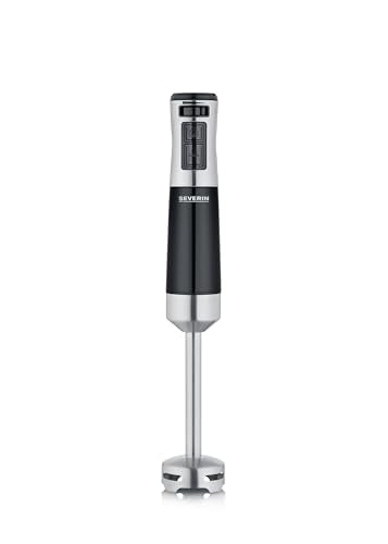 SEVERIN Stabmixer zum Pürieren und Zerkleinern, Mixstab mit stufenloser Geschwindigkeitseinstellung, abnehmbarer Pürierstab, 600 W, schwarz / Edelstahl-gebürstet, SM 3771 im Sale